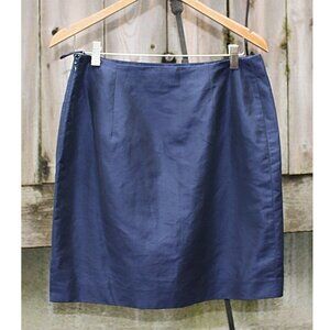 Max Mara Designer - Linen Blend Straight Skirt with Slight Sheen, Blue, size 12.